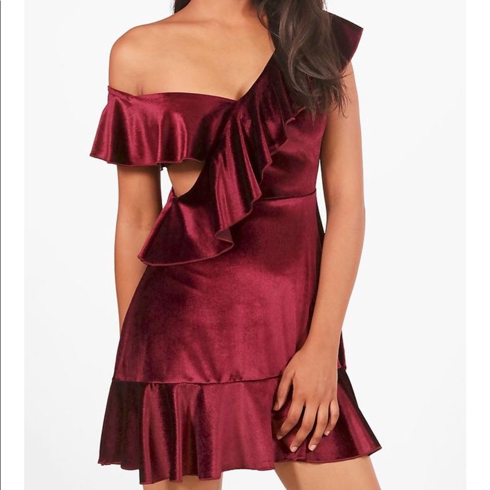 Boohoo velvet skater dress